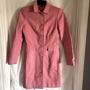 Express Bubble Gum Pink‎ Long Womens Trench Rain Coat Size Small Barbiecore